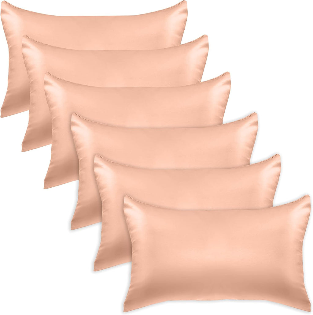 Elegantcomfort Elegant Comfort 6-Pack Cooling Viscose Satin Pillowcase Set with Hidden Zipper Closure, Silky Smooth for Hair and fabric…