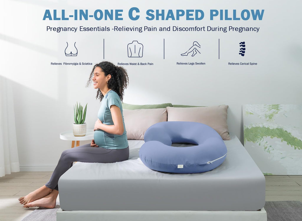 INSEN Cooling Pregnancy Pillow, Maternity Pillow for Pregnant Women, Bright Blue
