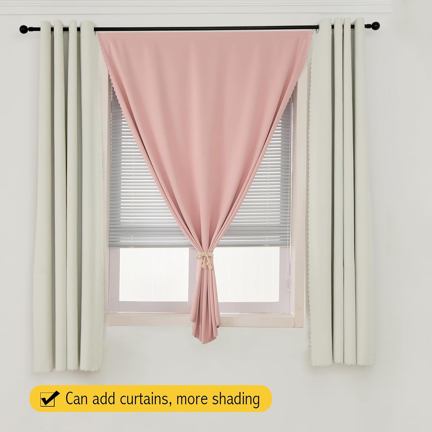 Self Adhesive Blackout Curtains- Stick on Curtains Shades Window Blinds Curtains No Rod Needed Easy to Hang Curtain, Use for Bedroom…