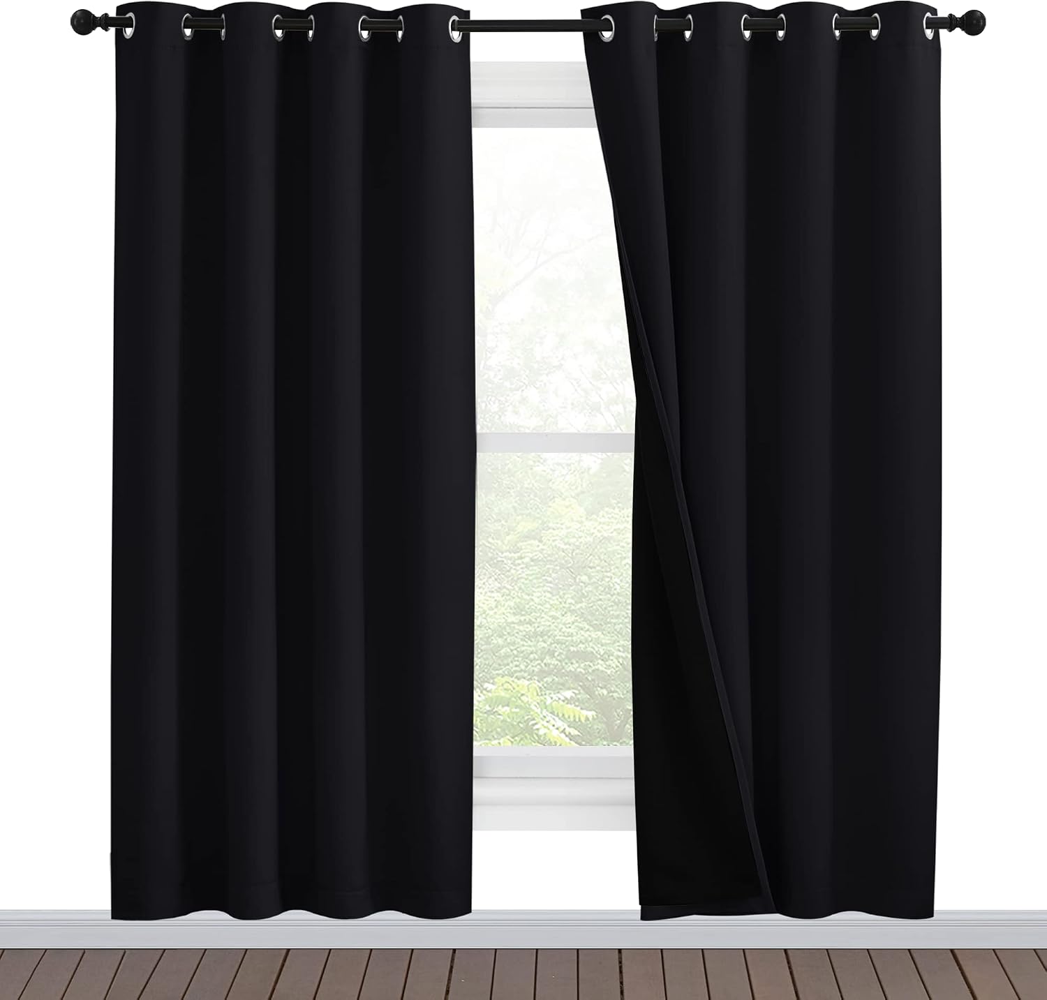 Nicetown 100% Blackout Window Curtain Panels, Full Light Blocking Drapes with Black Liner for Nursery, 78 inches Drop Thermal Bedroom Drape…