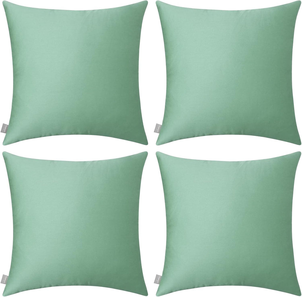 Thmyo 4-Pack 100% Cotton Comfortable Solid Decorative Throw Pillow Case, Square Cushion Cover Pillowcase Sublimation Blank Pillow Covers DI…
