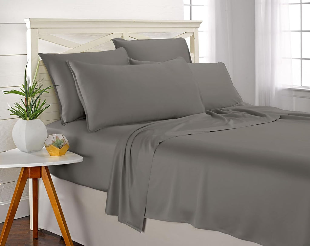 PureBamboo Pure Bamboo Twin Sheets, Genuine 100% Organic Viscose Derived from Bamboo Bed Sheet Set, Luxuriously Soft & Cooling, Double Stit…