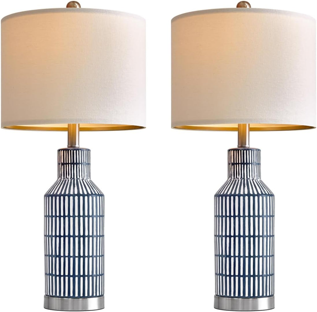 USumkky 25" Modern Ceramic Lamps Single Table Lamp for Living Room Bedroom Farmhouse Nightstand Bedside Lamps