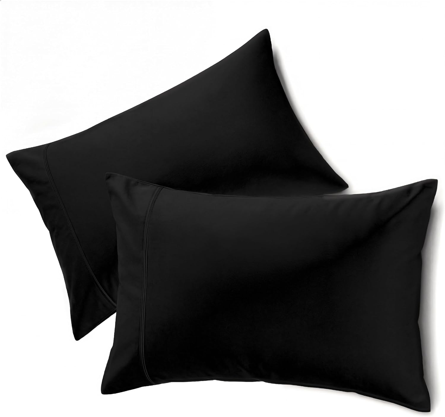 Queensbay Standard Pillow Cases Set of 2, Microfiber Cooling Pillowcases, Soft Breathable Envelope Closure Pillow Covers, Wrinkle Free Easy…
