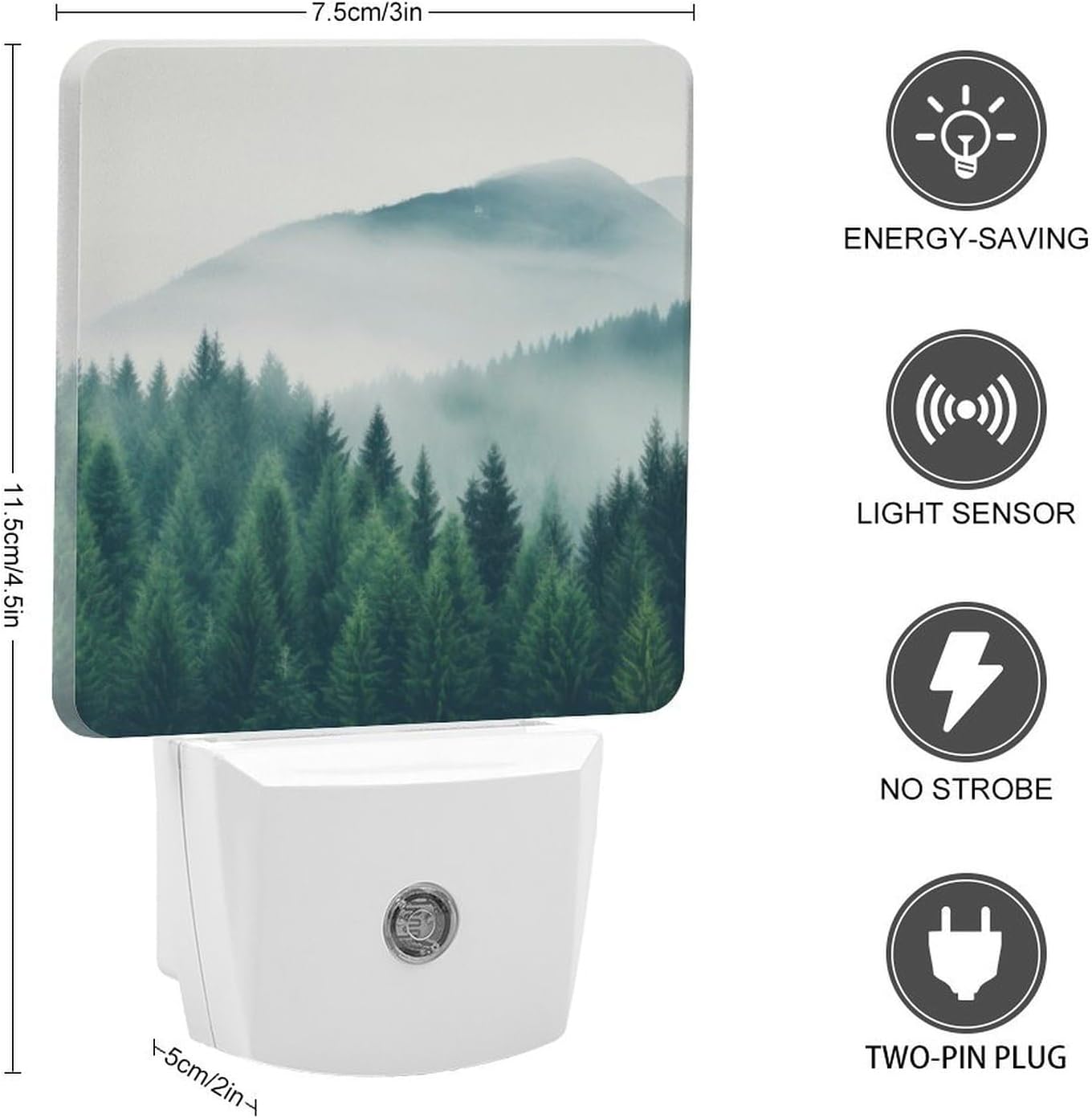 YKJAHSD Mountain Forest Night Light, Plug into Wall Decor Nightlights for Bedroom, Bathroom, Hallway, Kitchen, with Dusk to Dawn Lig…