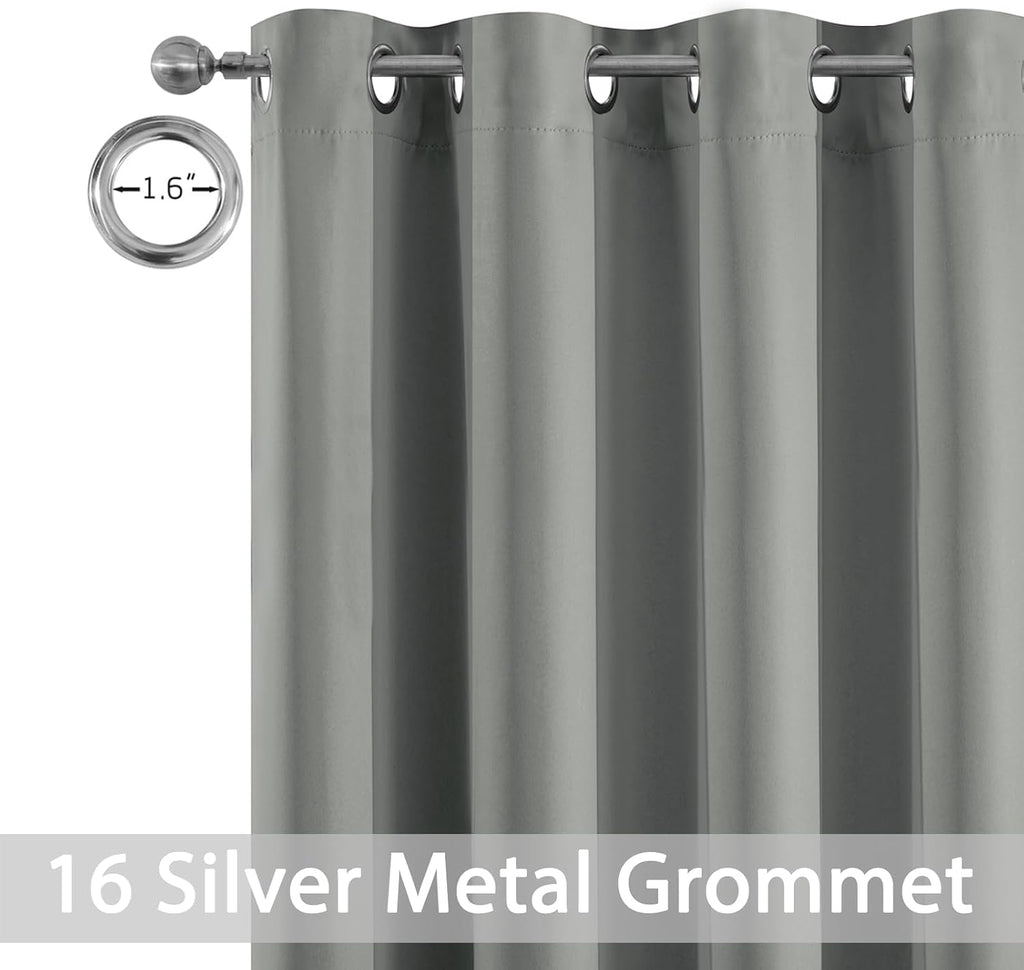 Yakamok Wide Thermal Blackout Patio Door Curtain Panel, Dove Grey Grommet Sliding Door Insulated Curtains, Extra Wide Curtains for…