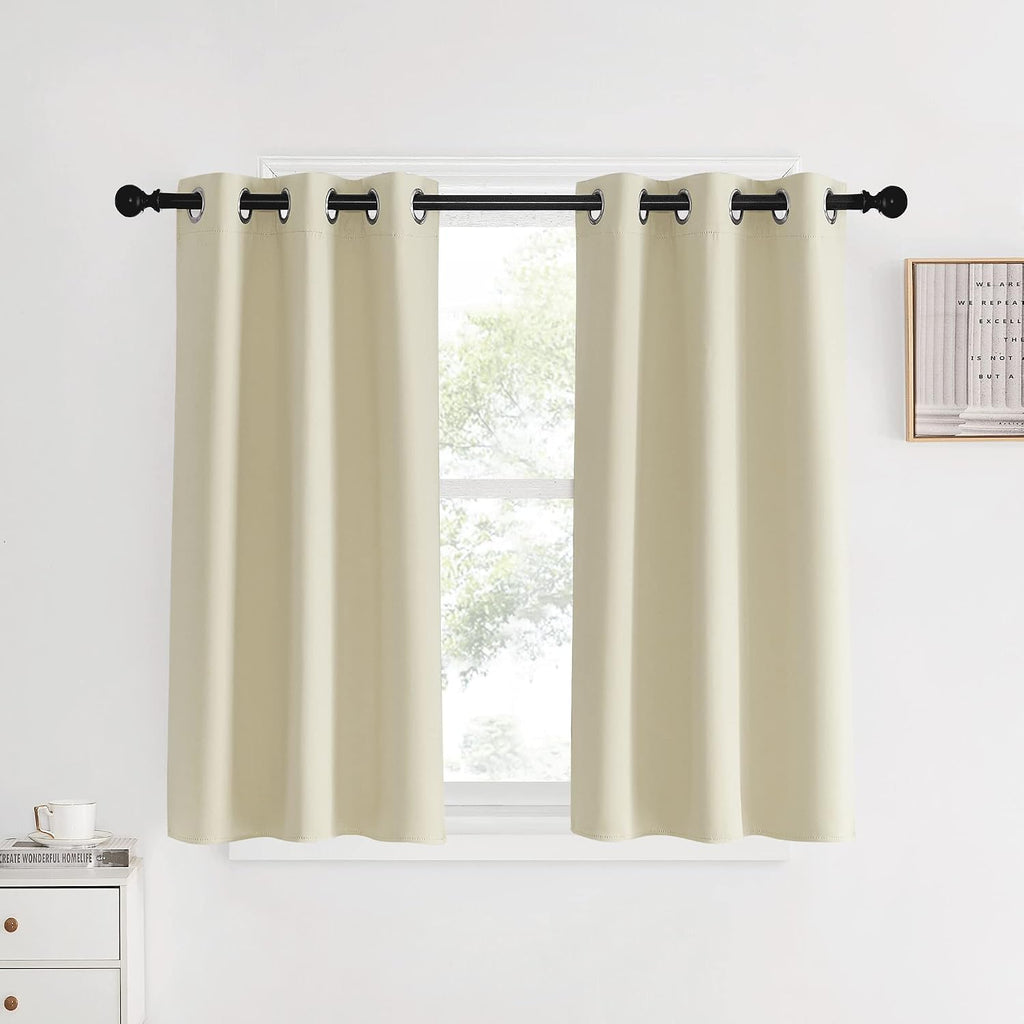 NICETOWN Blackout Beige Curtains and Drapes, Beigs, Set of 2, W34 x L40, Window Treatment Thermal Insulated Solid Grommet Blackout…