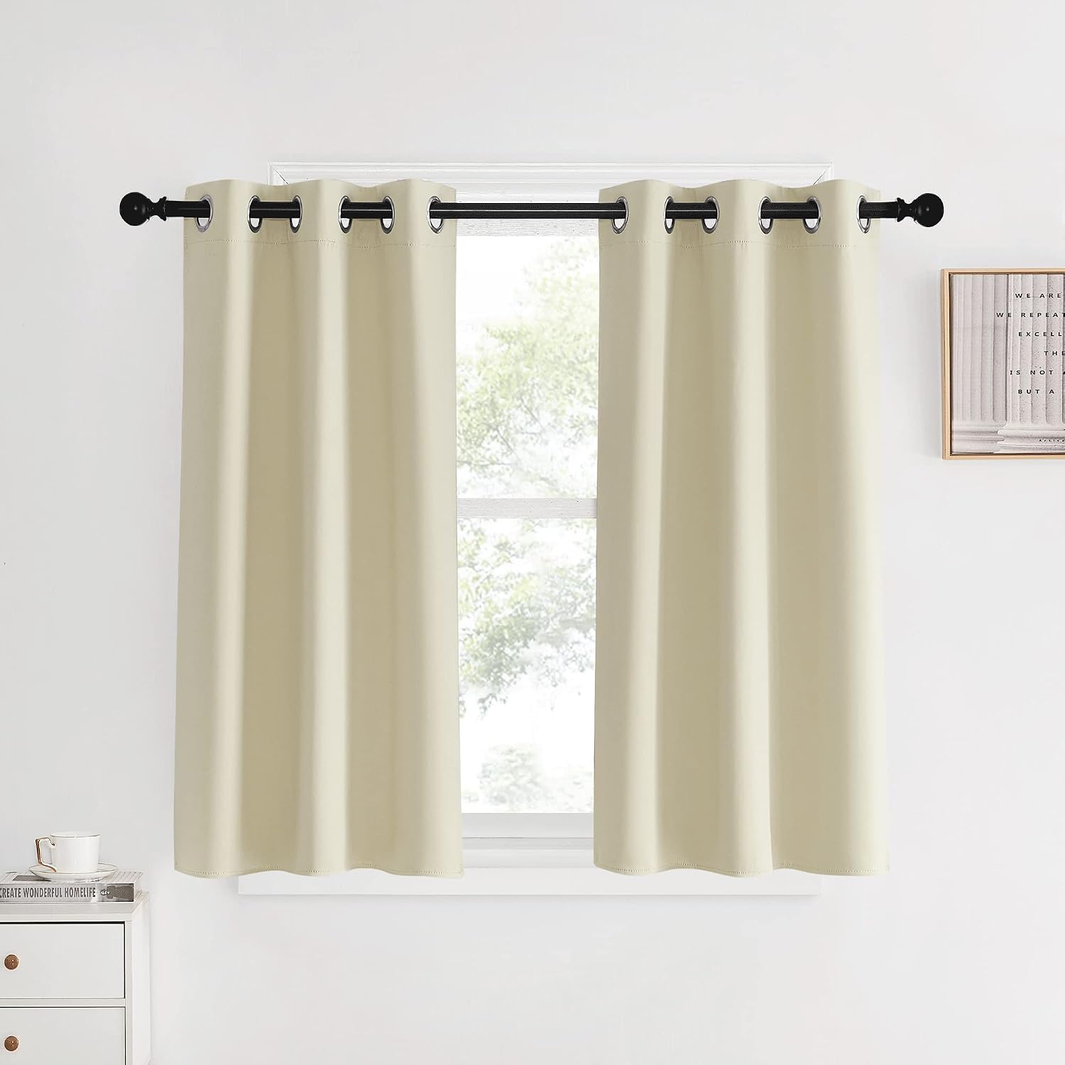 NICETOWN Blackout Beige Curtains and Drapes, Beigs, Set of 2, W34 x L40, Window Treatment Thermal Insulated Solid Grommet Blackout…