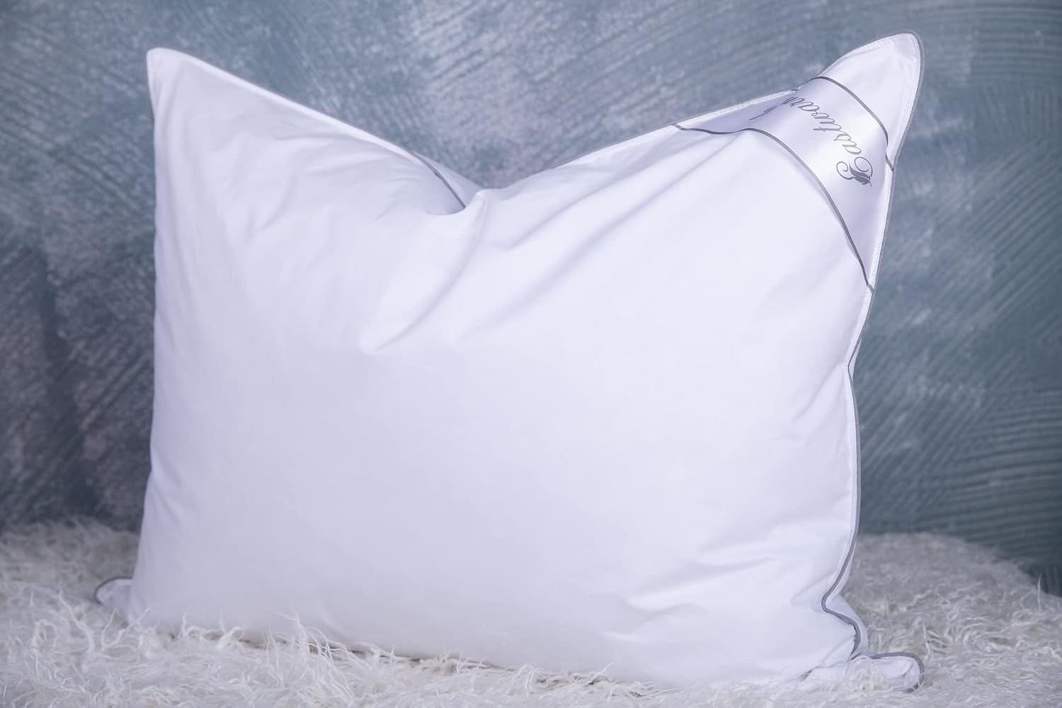 Eastwarmth Goose Feathers Down Pillows for Sleeping, Hotel Collection Bed Pillow with Grey Piping Queen Size (20X30IN) 1 Pack 1 Pack 44oz C…