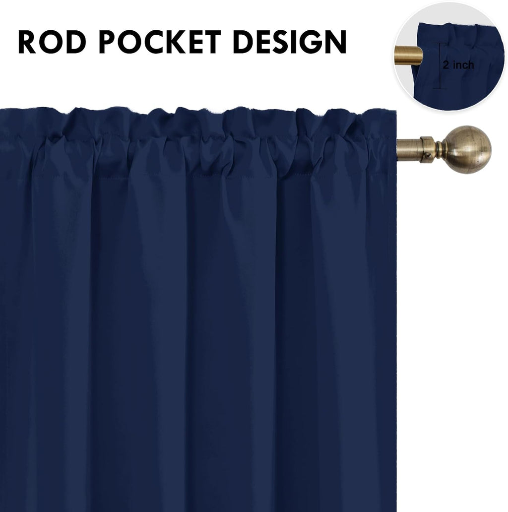 Dwcn Navy Blue Blackout Curtains for Living Room 84 Inch Length 2 Panels Set Window Drapes Thermal Insulated Room Darkening Rod Pocket Curt…