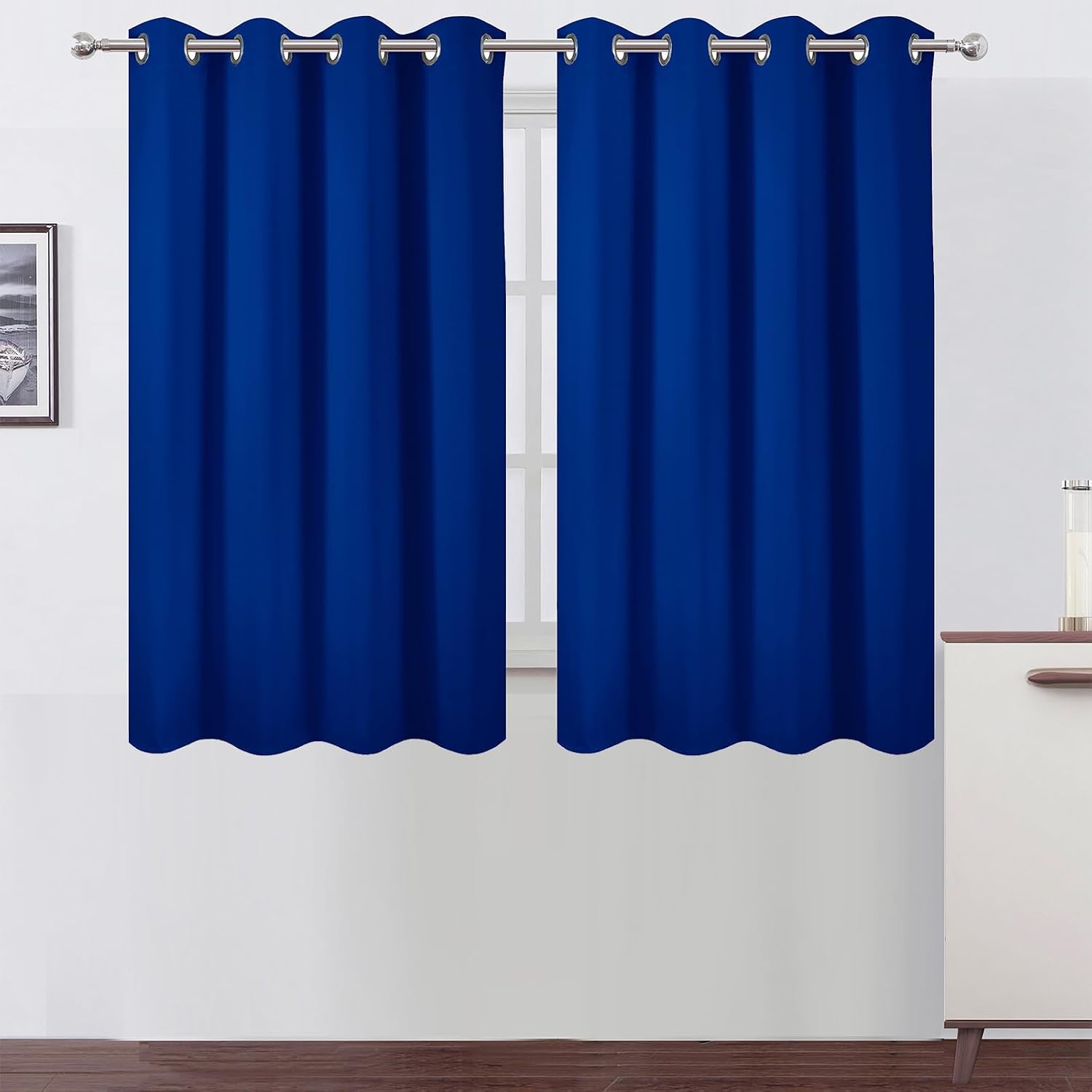 Lemomo Royal Blue Thermal Blackout Curtains/52 x 54 Inch/Set of 2 Panels Room Darkening Curtains for Bedroom 54 Inch Blue