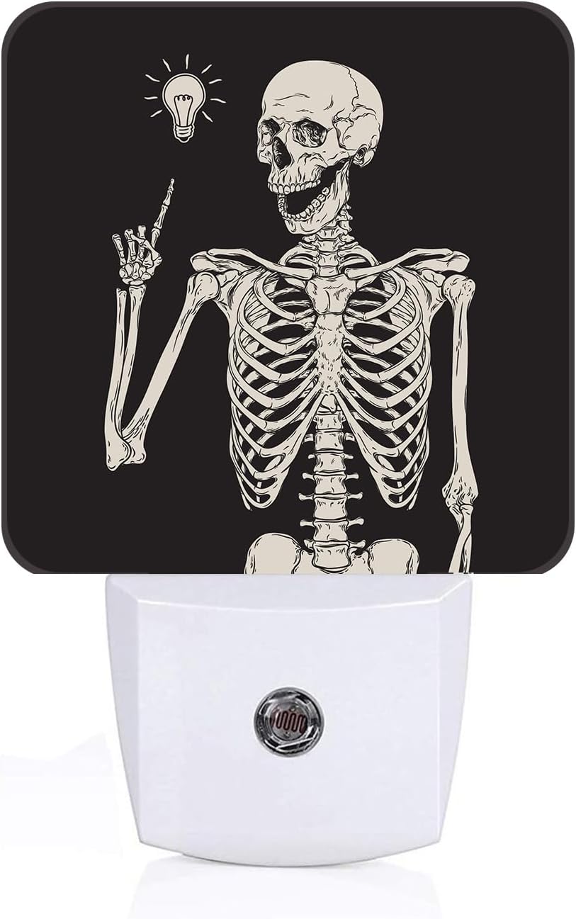 Halloween Skull Skeleton Night Light, Plug-in Nightlights Auto Sensor Night Lamp Dusk to Dawn Lamp Home Decor for Nursery Children Girls Boys