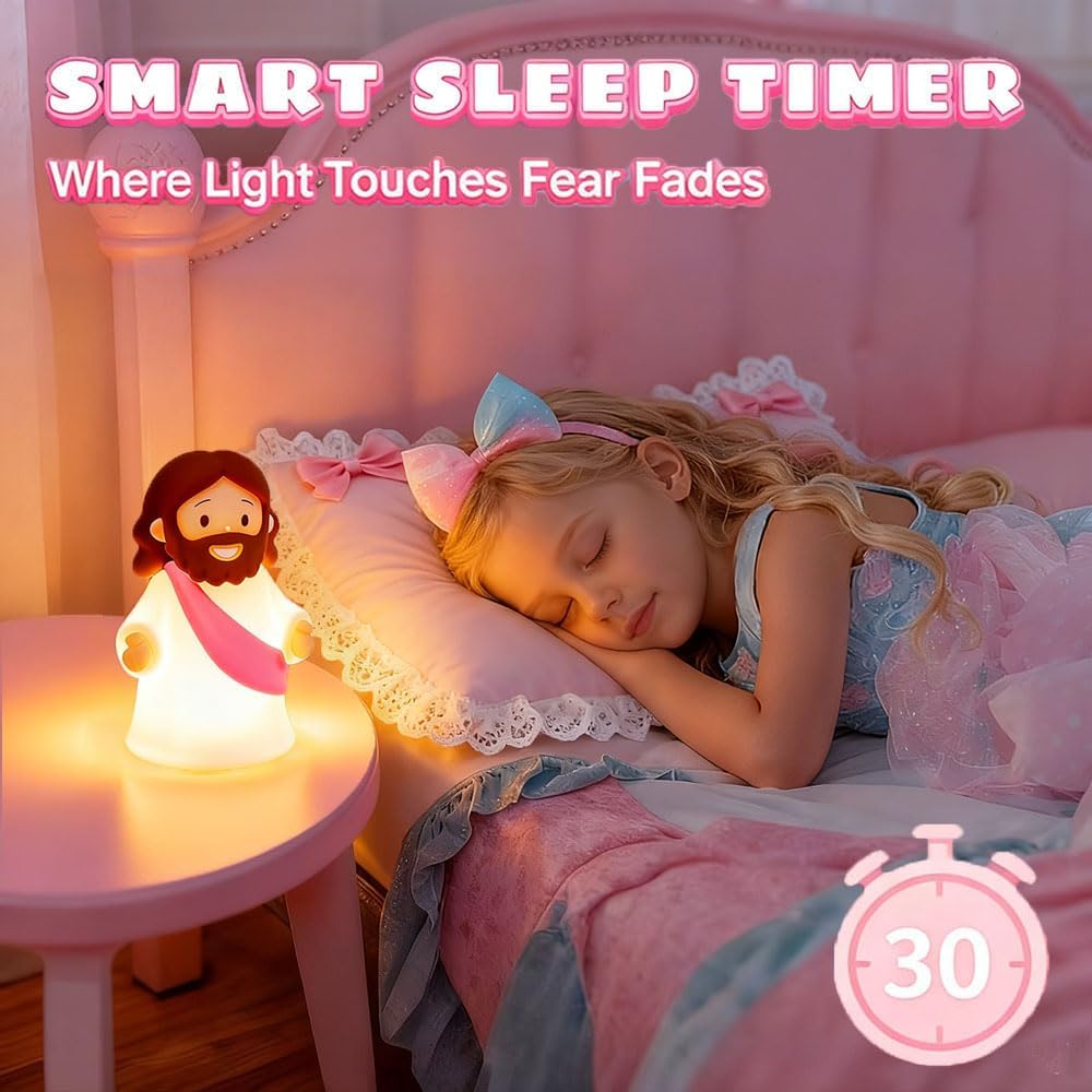 Jesus Night Light Rechargeable Bedside Night Light Dimmable Silicone LED Light Ideal for Religious Gatherings, Gifts for Sunday School…