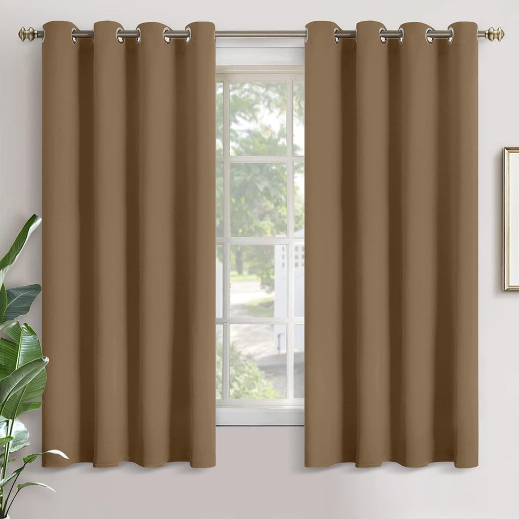 YoungsTex Taupe Blackout Curtains for Bedroom 63 Inch Length - Thermal Insulated Window Drapes with Grommet Room Darkening Privacy for Livi…