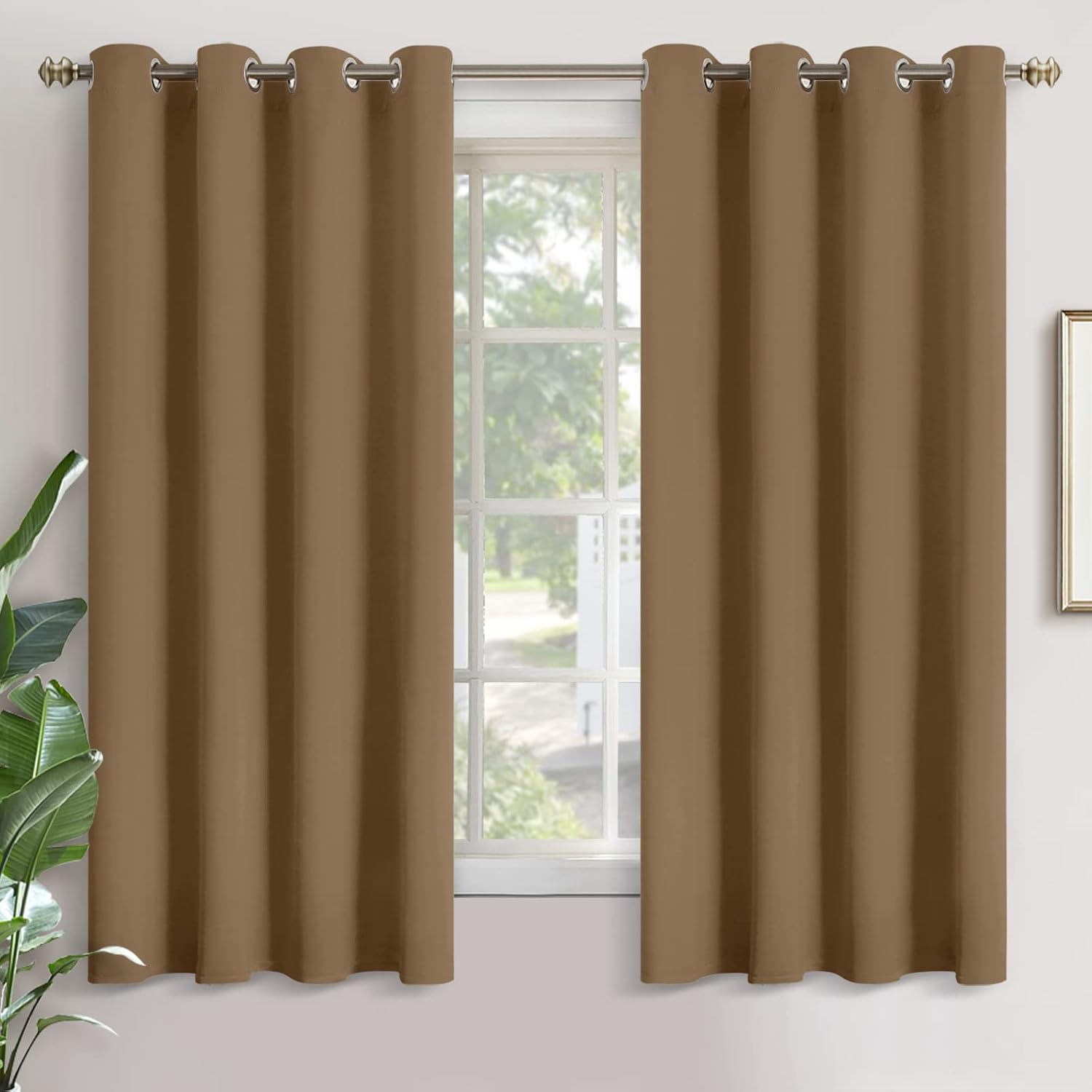YoungsTex Taupe Blackout Curtains for Bedroom 63 Inch Length - Thermal Insulated Window Drapes with Grommet Room Darkening Privacy for Livi…