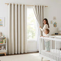 NICETOWN Natural Linen 100% Blackout Curtains 120 inches Length 2 Panels Set with Thermal Insulated Liners, 52" Width, Farmhouse Style…