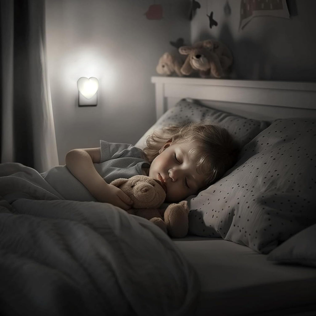 INZU Cute Night Light, Heart Night Light for Kids, LED Nightlight with Auto Dusk to Dawn Sensor, Nightlight Plug into Wall with Soft Warm…