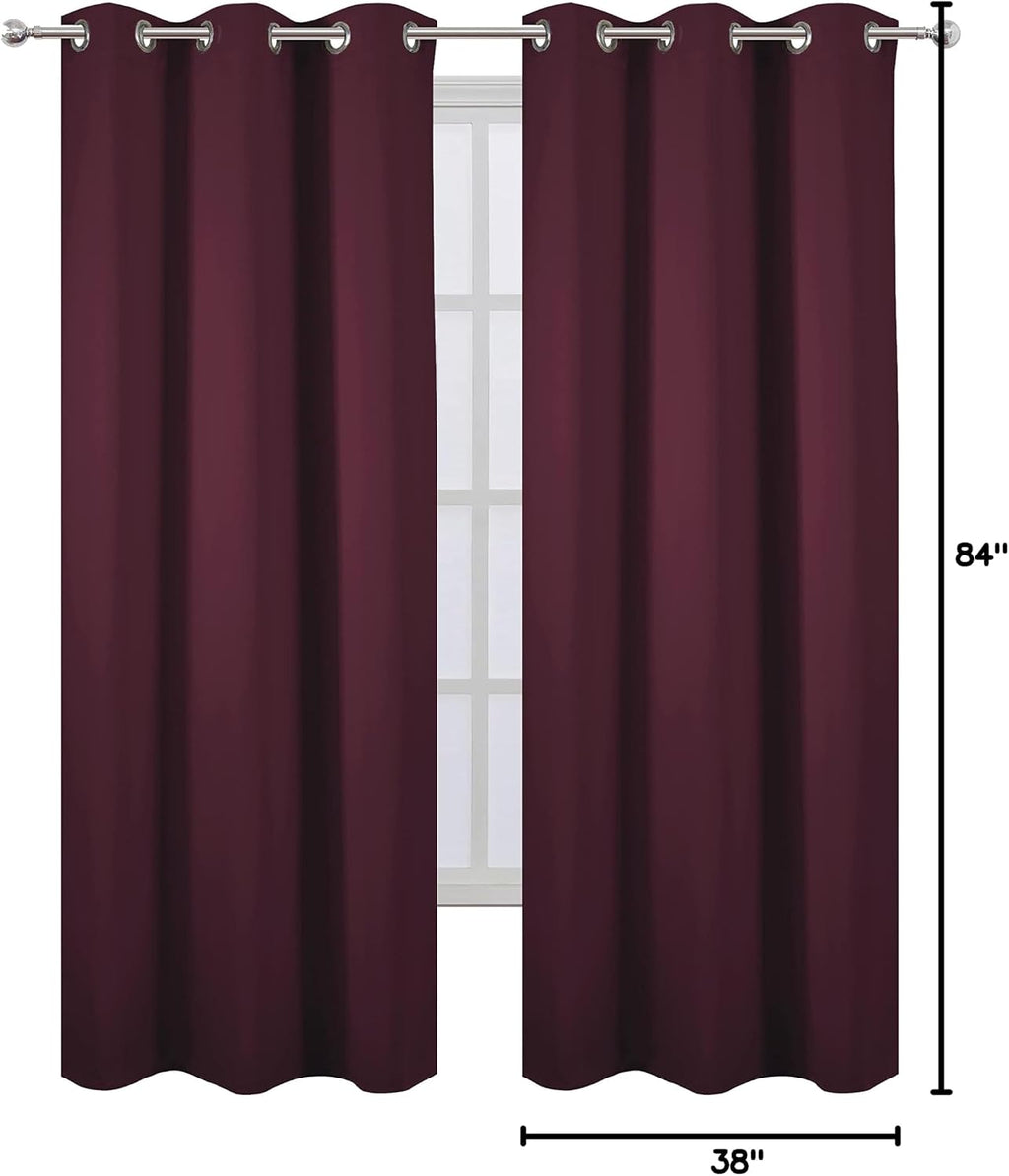 Lemomo Burgundy Red Thermal Blackout Curtains/38 x 84 Inch/Set of 2 Panels Room Darkening Curtains for Bedroom 84 Inch Red