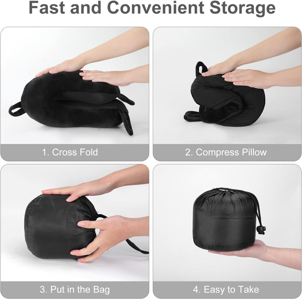 TALLGO Travel Pillow, Best Memory Foam Neck Pillow Head Support Soft Pillow for Sleeping Rest, Airplane Car & Home Use (Black5)