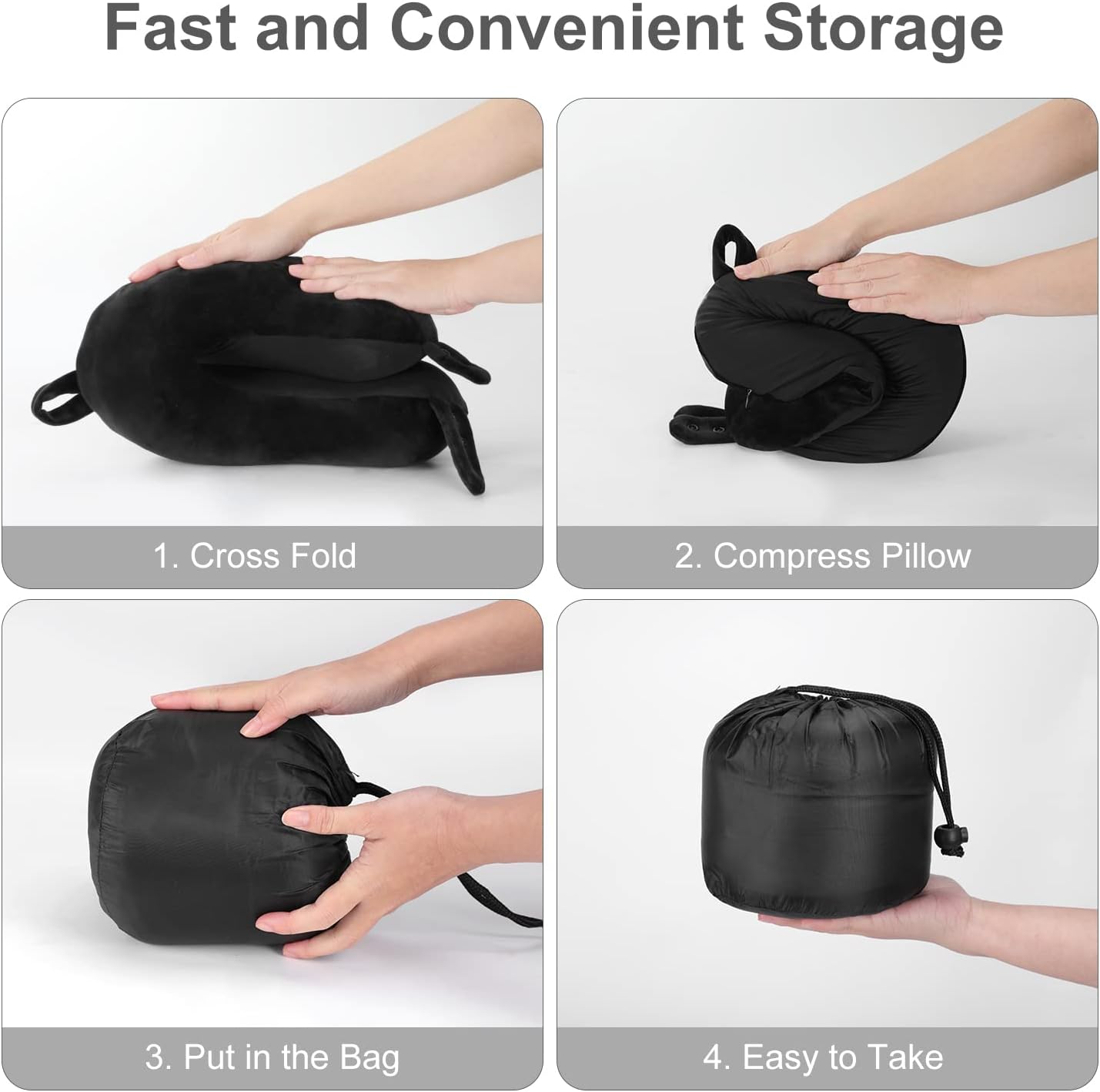 TALLGO Travel Pillow, Best Memory Foam Neck Pillow Head Support Soft Pillow for Sleeping Rest, Airplane Car & Home Use (Black5)
