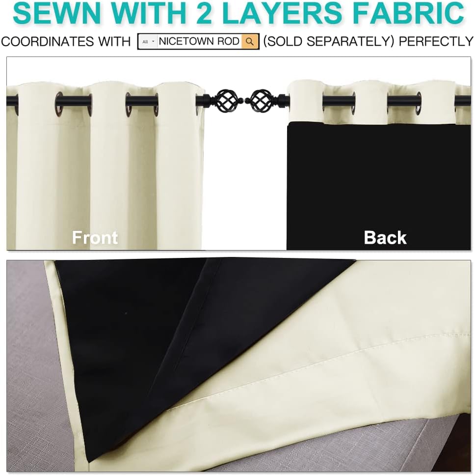 Nicetown Room Warming Curtains, Bedroom Full Blackout Panels, Super Thick Insulated Window Covers, Complete Blackout Draperies with Black L…