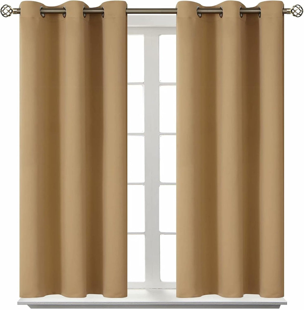 BGment Blackout Curtains for Bedroom - Grommet Thermal Insulated Room Darkening Curtains for Living Room, Set of 2 Panels (38 x 45 Inch, Kh…