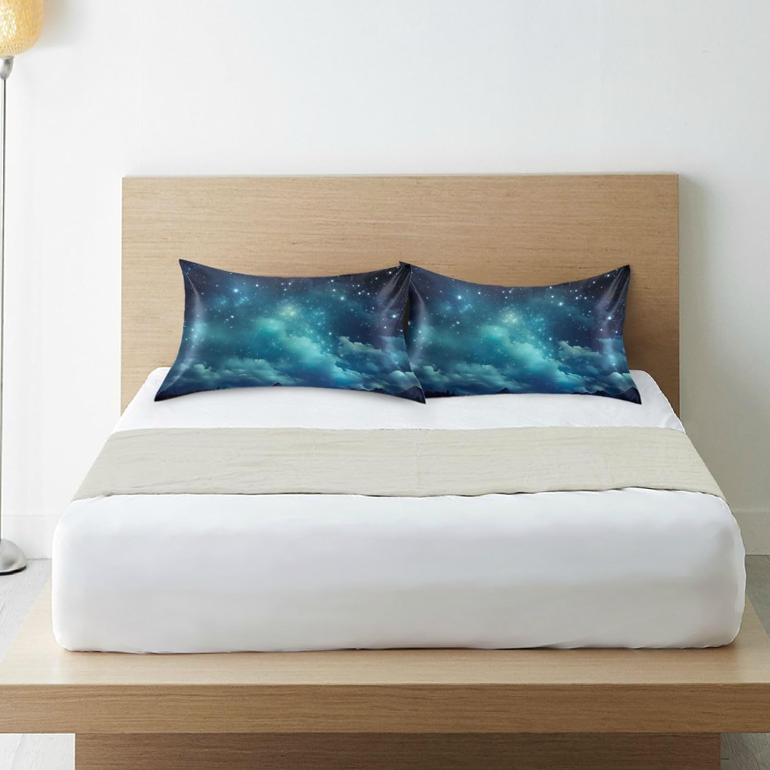 YETTASBIN Galaxy Satin Pillowcase, Soft Breathable Silk Pillow Case with Envelope Closure for Hair and Skin, Queen Size 30 x 20 Inch