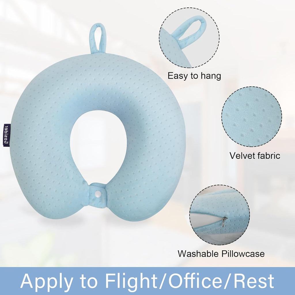 Travel Neck Pillow Memory Foam Pillow Support Pillow U Shape Compact & Lightweight Neck Pillow for Sleeping Travel for Plane, Car, Home…