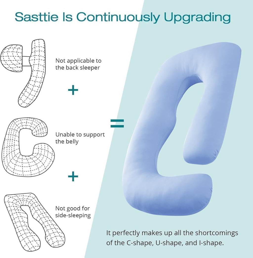 Sasttie Pregnancy Pillows for Sleeping, Jumbo U Shaped Cooling Full Body Pillow with Removable Cover, Pregnant Women Must Haves, Maternity…