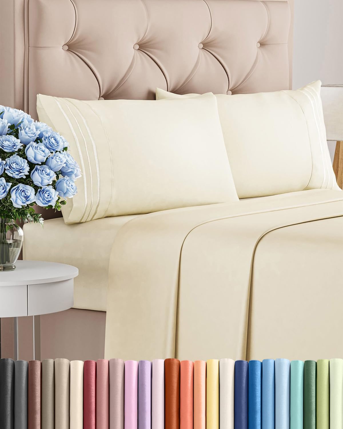 Full Size 4 Piece Sheet Set - Comfy Breathable & Cooling Sheets - Hotel Luxury Bed Sheets for Women & Men - Deep Pockets, Easy-Fit, Extra…