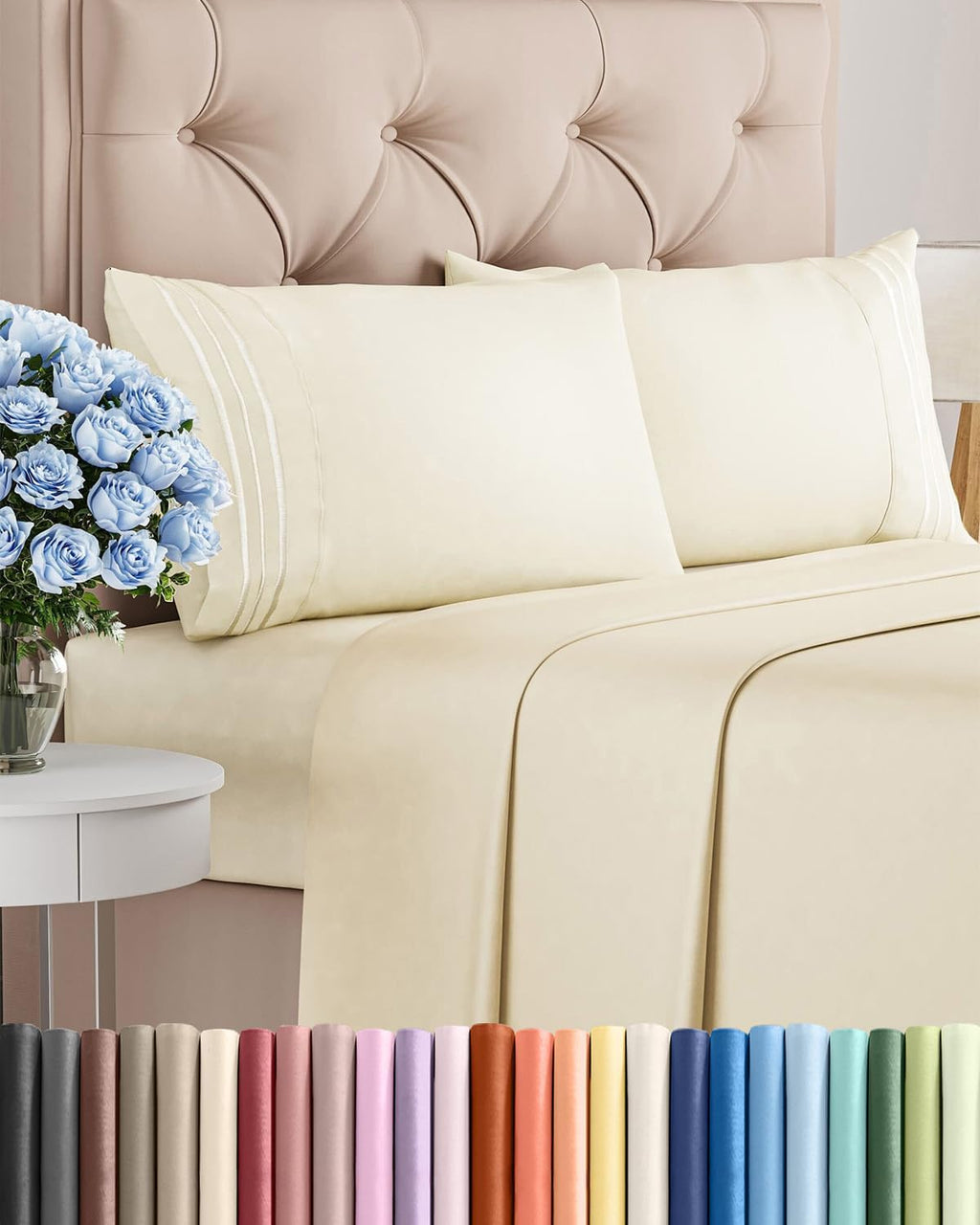 King Size 4 Piece Sheet Set - Comfy Breathable & Cooling Sheets - Hotel Luxury Bed Sheets for Women & Men - Deep Pockets, Easy-Fit, Extra…