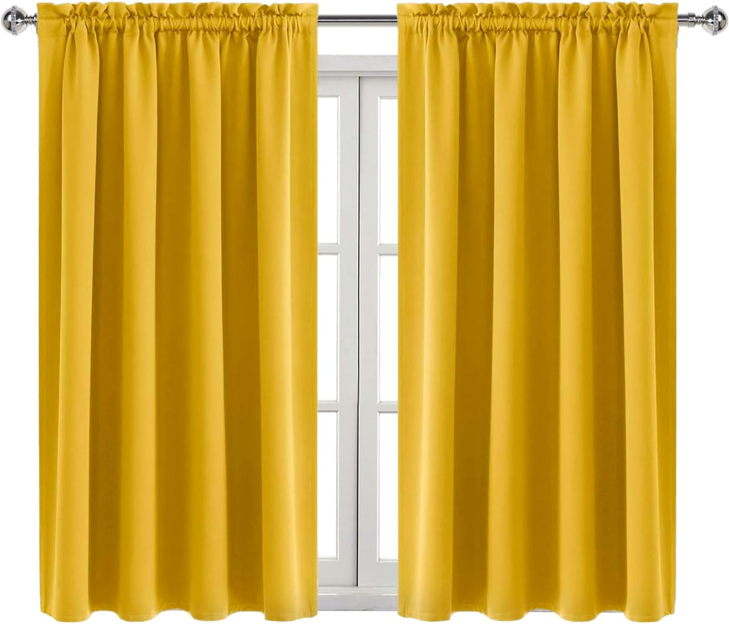 Dwcn Yellow Room Darkening Blackout Curtains - Thermal Insulated Privacy Energy Saving Window Curtain Drapes 52 x 54 inch Length, Set of 2…