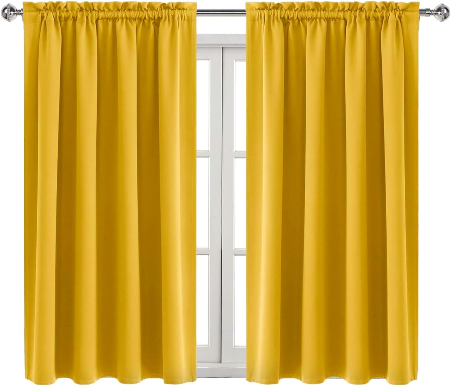 Dwcn Yellow Room Darkening Blackout Curtains - Thermal Insulated Privacy Energy Saving Window Curtain Drapes 52 x 54 inch Length, Set of 2…