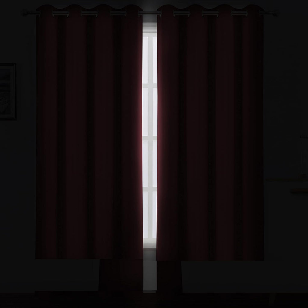 Lemomo Dark Red Thermal Blackout Curtains/52 x 95 Inch/Set of 2 Panels Room Darkening Curtains for Bedroom 95 Inch Red