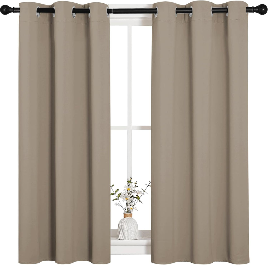 NICETOWN Bedroom Curtain Panels Blackout Draperies, Thermal Insulated Solid Grommet Blackout Curtains/Drapes (Taupe, 1 Pair, 34 by 45-inch)