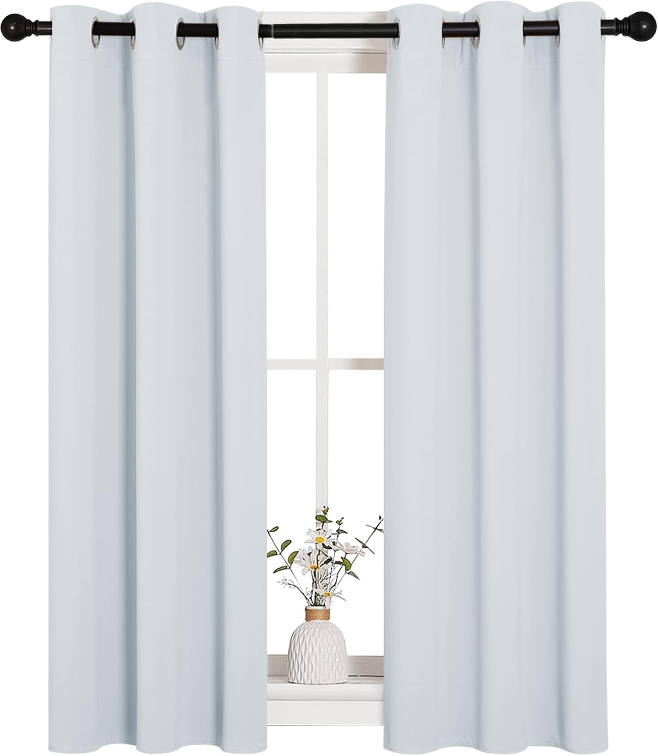 NICETOWN Room Darkening Draperies Curtains Panels, 2 Panels, 29 by 40, Greyish White, Window Treatment Thermal Insulated Grommet Room…