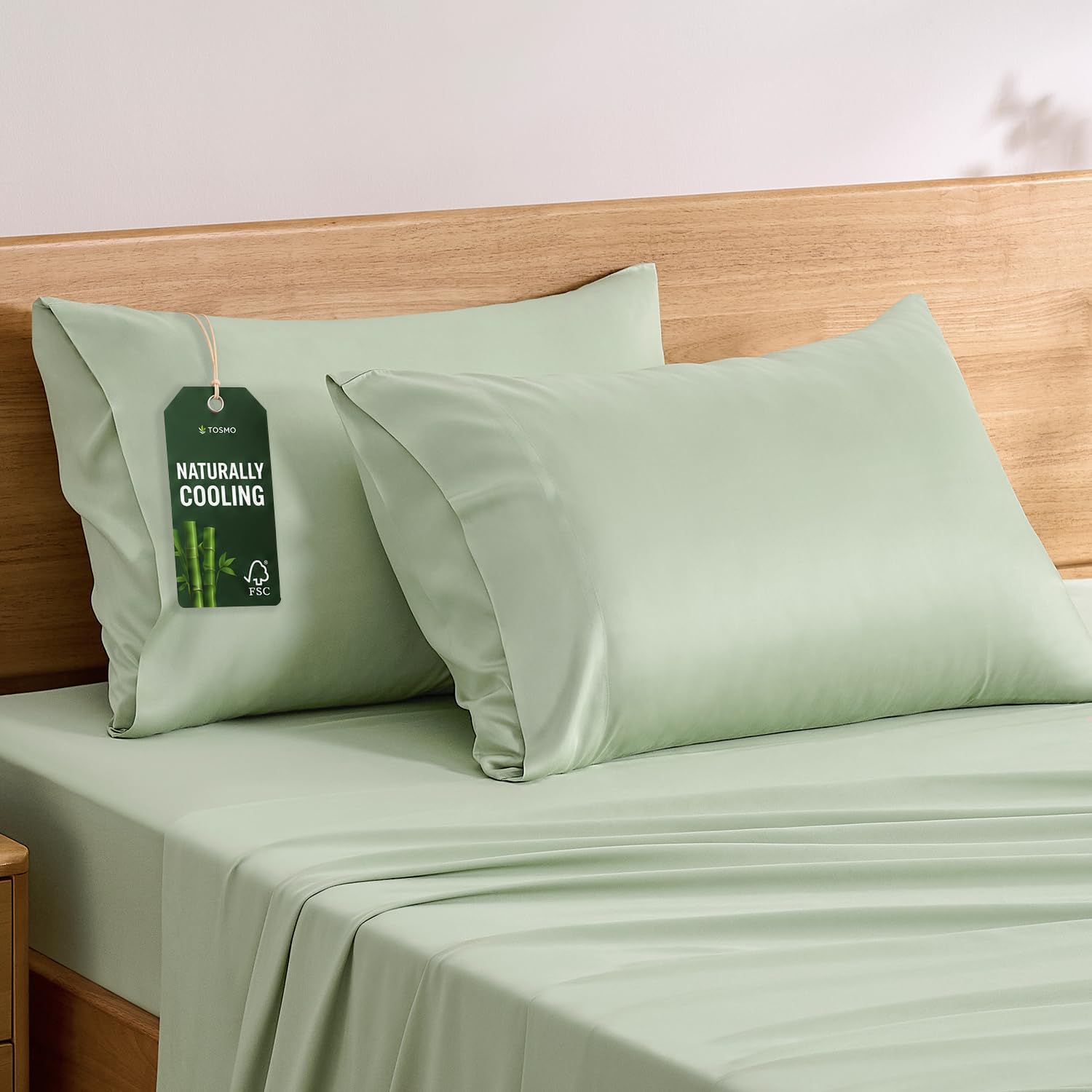 TOSMO Luxury Cooling Pillowcase Set of 2 | FSC® Certified | Viscose from Organically Grown Bamboo | Breathable Silky Soft Pillowcases…