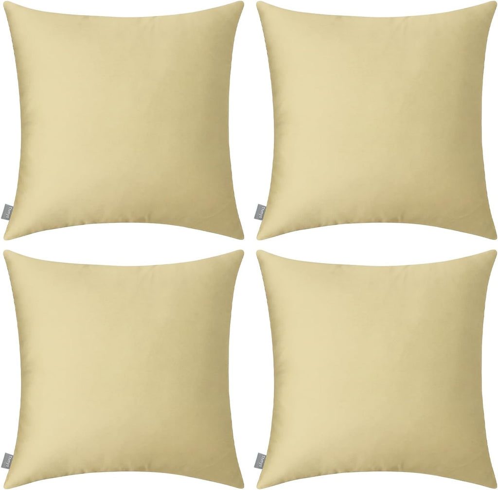 Thmyo 4-Pack 100% Cotton Comfortable Solid Decorative Throw Pillow Case Square Cushion Cover Pillowcase Sublimation Blank Khaki DIY Throw P…