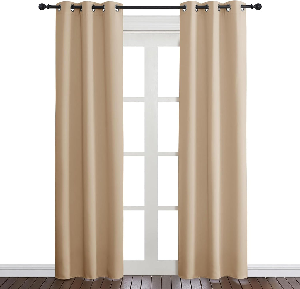 NICETOWN Beige Room Darkening Curtain and Drape, Biscotti Beige, Sold Individually, 34 inches Wide by 84 inches Long, Energy Efficient…