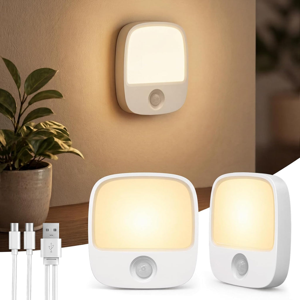 EZVALO Rechargeable Motion Sensor Night Lights, 2 Pack Magnetic Stick-On LED Lights with 3 Color Temperatures, Adjustable & Memory…