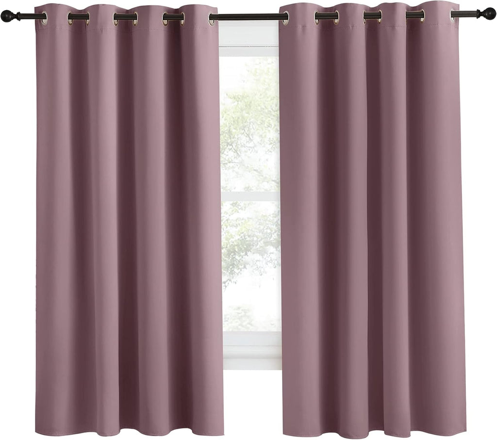 NICETOWN Kitchen Blackout Window Curtain Panel, Dry Rose, 1 Panel, 55 by 68 inches Long, Home Fashion Thermal Insulated Solid Grommet…