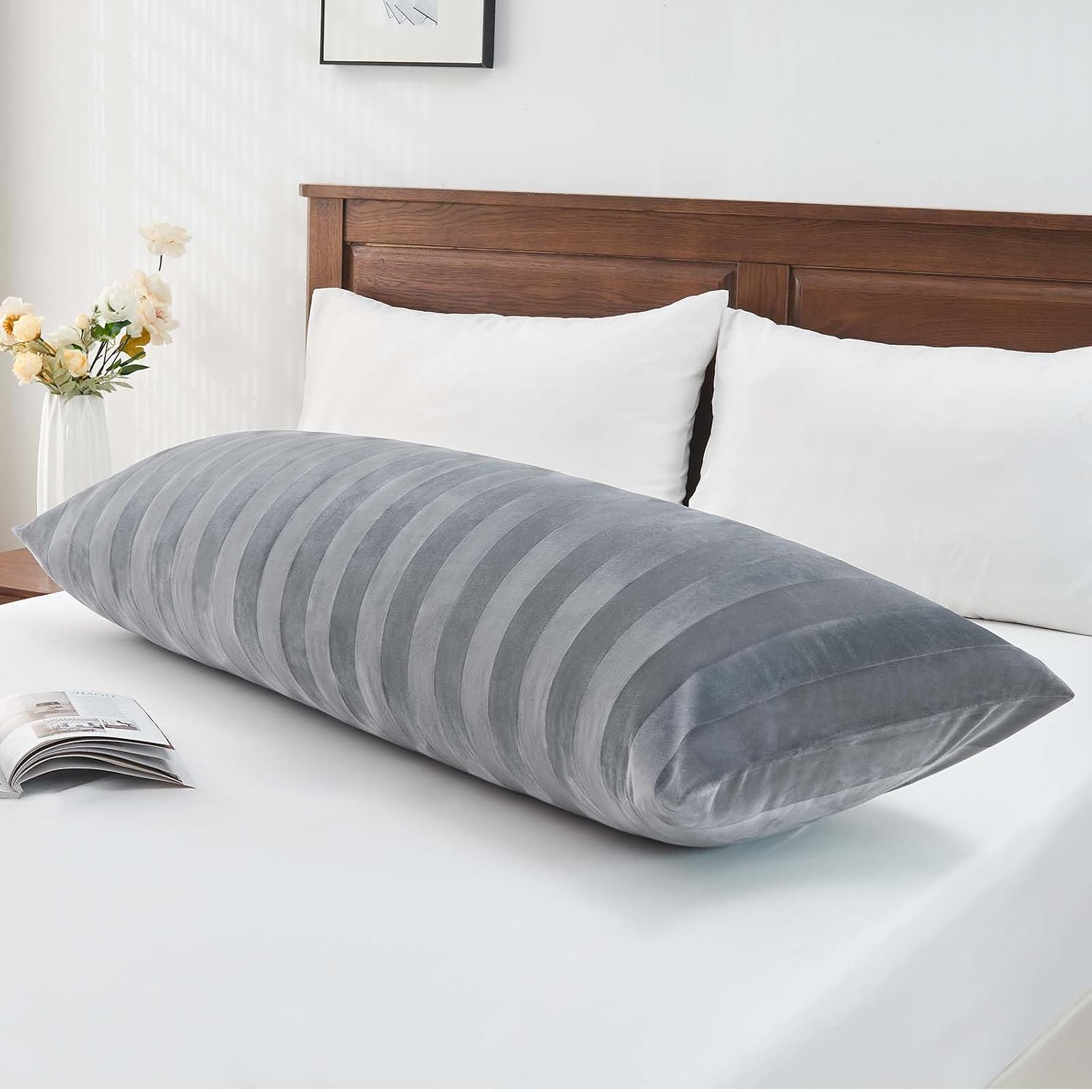 BEDELITE Velvet Body Pillow Cover with Zipper, Soft and Plush 20x54 Long Pillow Case, Velvety Smooth and Cozy Body Pillow Pillowcase for…