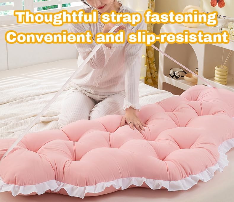 Reading & Bed Rest Pillow for Headboard – Wedge Backrest Positioning Support Cushion with Ties, Soft Washed Cotton Cover, Fluffy High…