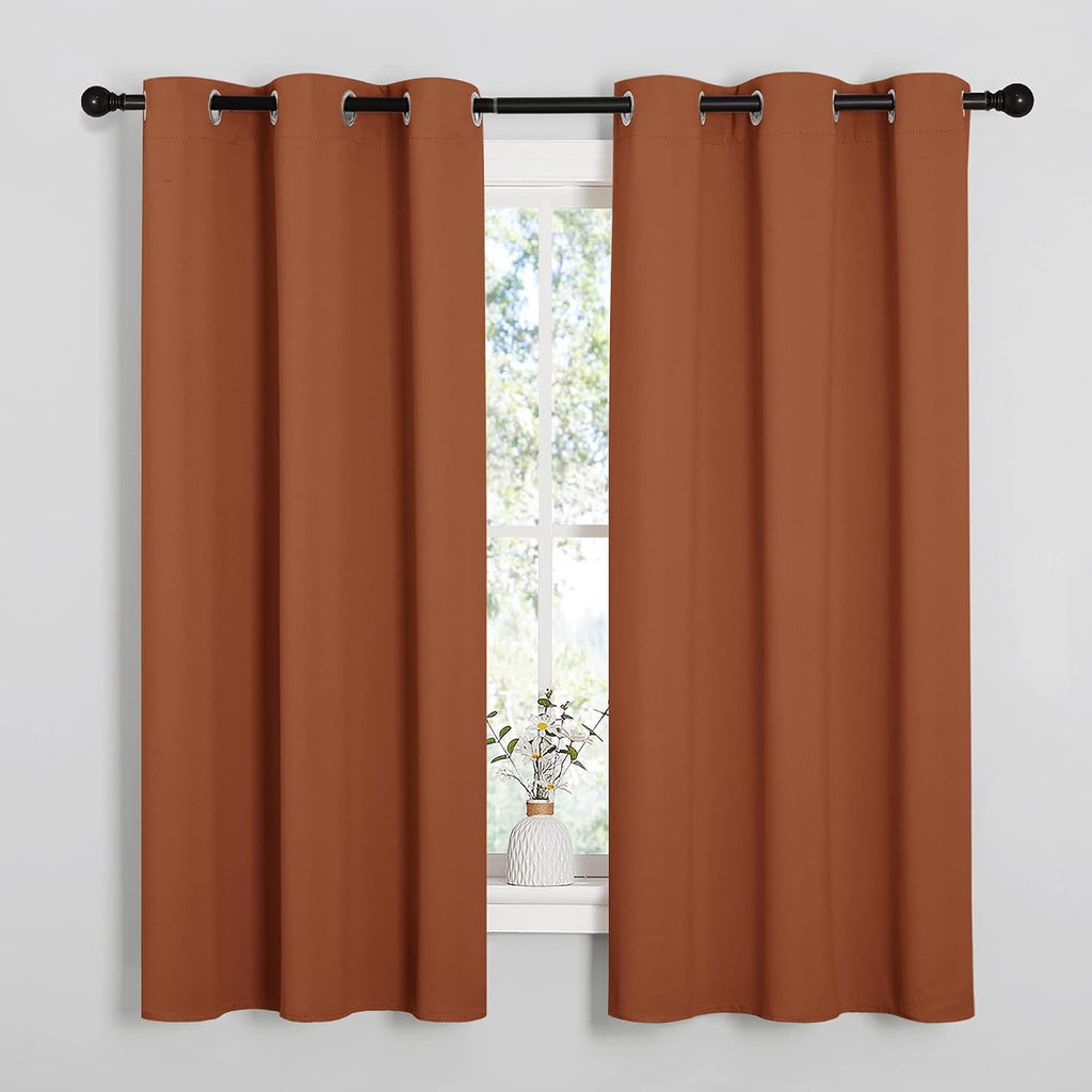 NICETOWN Bedroom Curtains 63 inches Long, Privacy and Thermal Insulated Blackout Drapes for Windows (Burnt Orange, 1 Pair, 42 x 63 inches)