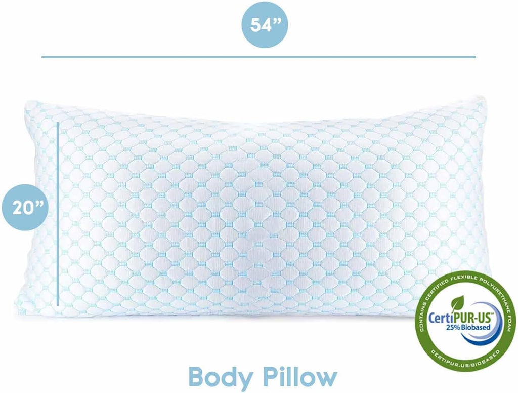 Nestl Cooling Body Pillow for Sleeping 1 Pack, Luxury Shredded Memory Foam Body Pillows, Adjustable Cold Gel Pillows for Hot Sleepers…