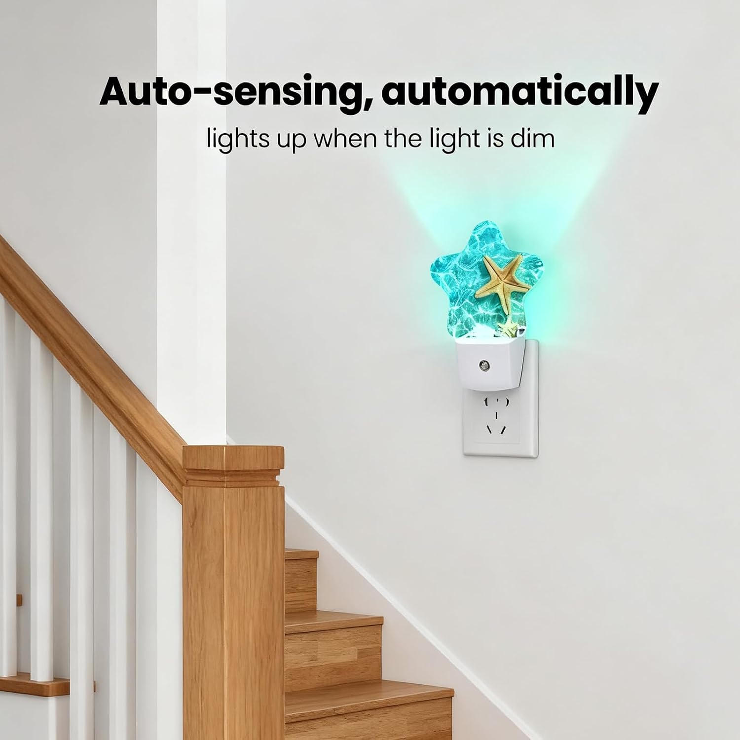 Caifujiqi Night Light Plug-in into Wall Dusk to Dawn Smart Sensor White Led Nightlight for Bedroom Bathroom Kitchen Hallway Stairs Energy E…