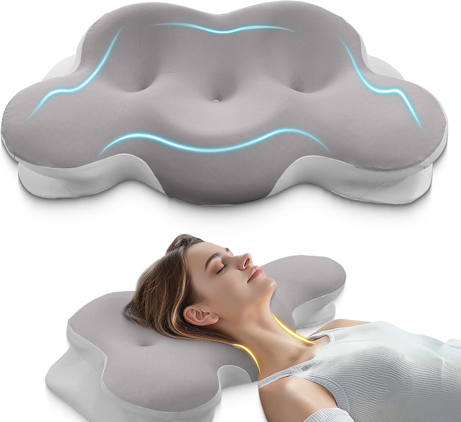 thyHomeHappyLife Cervical Neck Pillow, Pillows for Neck and Shoulder Pain, Contour Pillow, Neck Pillows, Pillow for Neck, Side Sleeper…