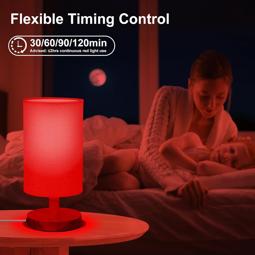 Red Light Lamp for Bedroom, Nightstand Lamp with 670nm Red & 3000-6500K White Light, Remote Control, Timer, Night Light, Dimmable LED…