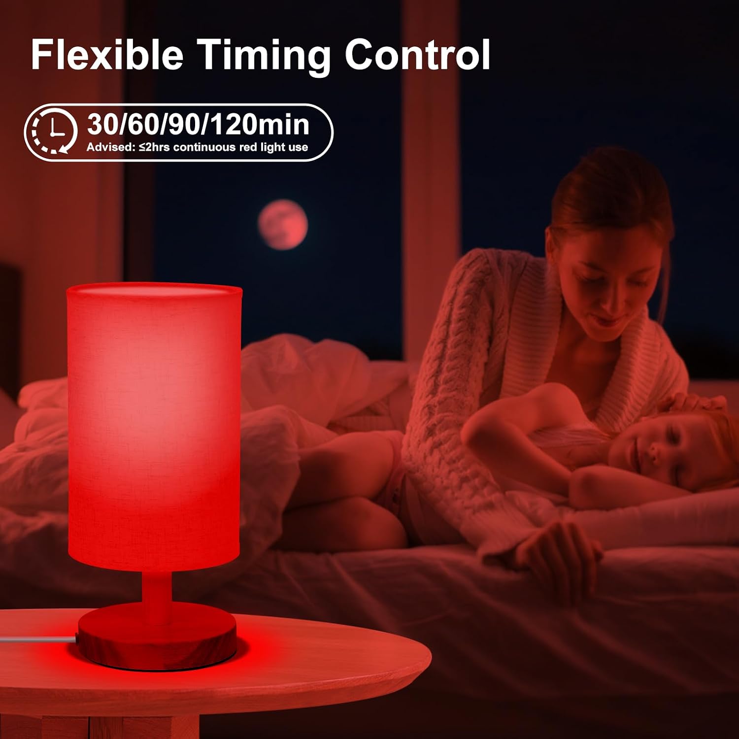 Red Light Lamp for Bedroom, Nightstand Lamp with 670nm Red & 3000-6500K White Light, Remote Control, Timer, Night Light, Dimmable LED…