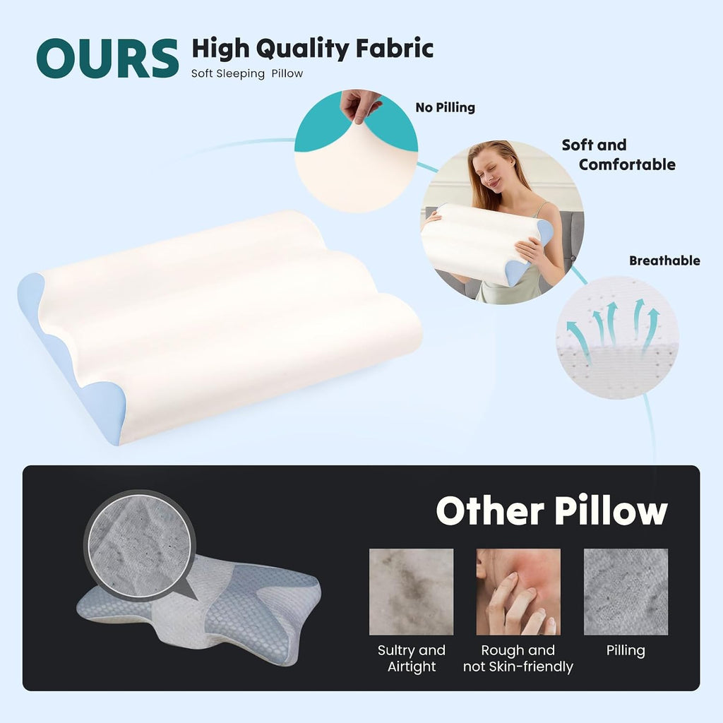 DUMOS Cervical Pillow for Neck and Shoulder, Contour Memory Foam Pillow, Ergonomic Neck Support Pillow for Side Back Stomach Sleepers…